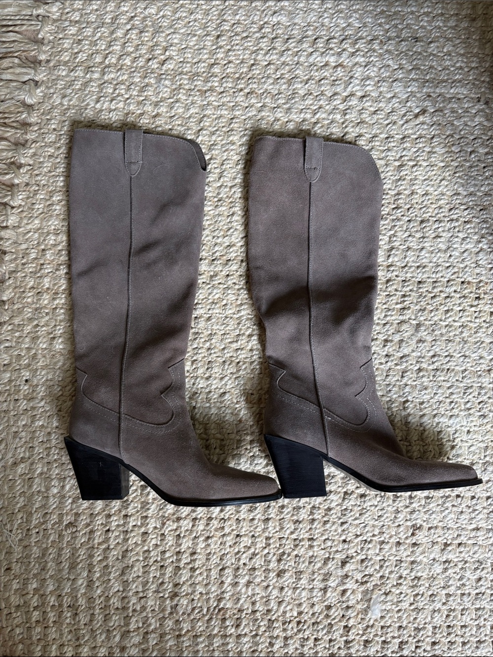 Aqua Taupe Suede Over-the-Knee Boots